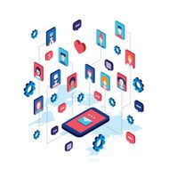 Social network and technology concept Modern flat isometric design N13