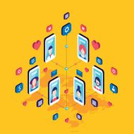 Social network and technology concept Modern flat isometric design N14