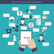 Hand Touching Screen Infographics