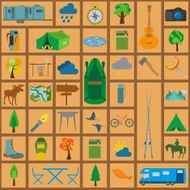 Set camping icon hiking outdoors N7