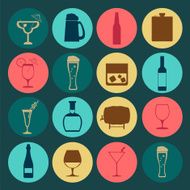 Alcohol drinks icons 16 flat icons set N11