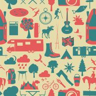 Camping outdoors hiking seamless Pattern N3