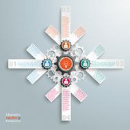 4 White Arrows Gears Cross Businessmen