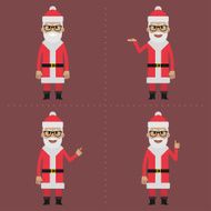 Santa Claus indicates in different poses