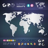 Vector World Map Illustration with Icons N2