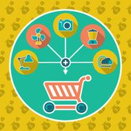 Abstract internet shopping cart flat concept Add to illustration