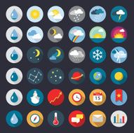 Modern flat icons vector collection with long shadow effect weather