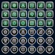 Metal icons set business finance