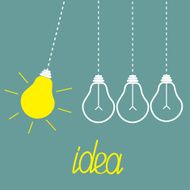 Hanging yellow light bulbs Perpetual motion Idea concept