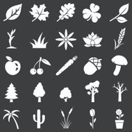 vector set of white plants icons