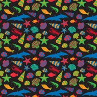 Sea animals background pattern Vector flat style N2