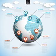 World map globe with pointer marks infographics communication N2