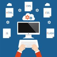 Developer of Web and mobile applications programming concept