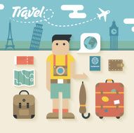 Vector illustration Flat Icons Set of Travel Holiday