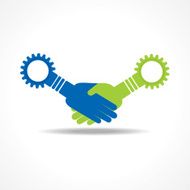 Businessman handshake with gear stock vector