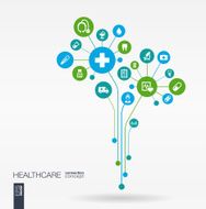 Abstract medicine background with lines connected circles integrated flat icons N3