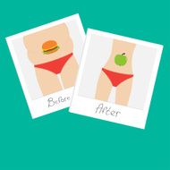 From fat to skinny Healthy unhealthy Before after photo Flat