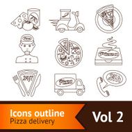 Pizza Icons Set Outline