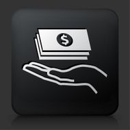 Black Square Button with Holding Cash Icon