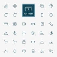 32 web and business minimal line icons N2