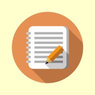 Notebook with pencil icon Flat long shadow design N2