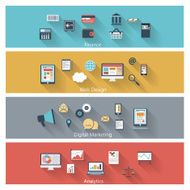 Set of modern concepts in flat design N7