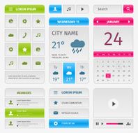 Colorful set of mobile interface elements on gray N2