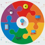 Infographics templates circular puzzle elements