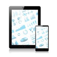 Tablet pc and mobile phone with infographic screen N2