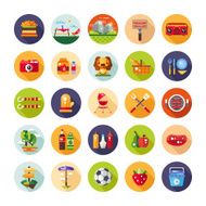 Set of flat design barbecue and summer picnic icons infographics N2