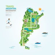 Infographic travel and landmark argentina map shape template
