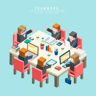 teamwork concept 3d isometric infographic