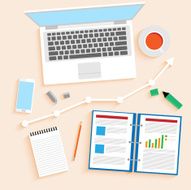 Flat vector design of office desk