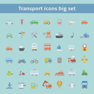 Set of flat transportation vehicles icons N2
