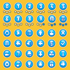 Aqua game buttons set