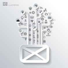 Message sms email icon Icon tree Flat abstract background with