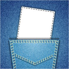 Blank white tag in blue jeans back pocket