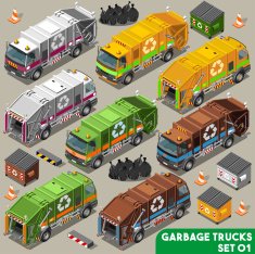 Garbage Truck 01 Vehicle Isometric