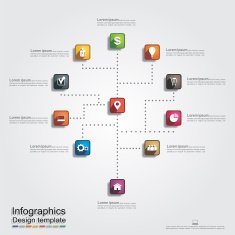 Infographic report template with lines and icons Vector N35