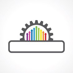 Colorful arrow inside the gear with copyspace stock vector N2