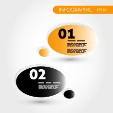 two orange infographic speech bubbles
