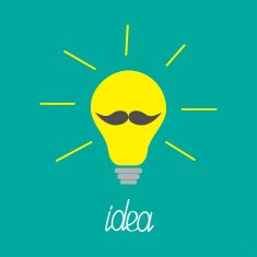Yellow light bulb with mustaches Idea concept N2