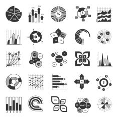Business Chart Black And White Set N2