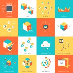Data Theme flat style vector icons