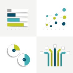 Flat set of charts and brochure elements Simply color editable N11