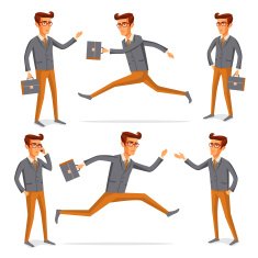 Flat people icons situations web infographic vector set Men lifestyle N33