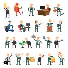 Business peoples set of icons flat design N2