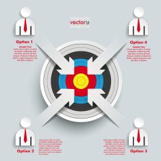 4 Paper Cut Arrows Target Businessmen