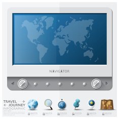 Travel And Journey World Map With Navigator Infographic