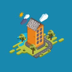 Flat landscape street infographic